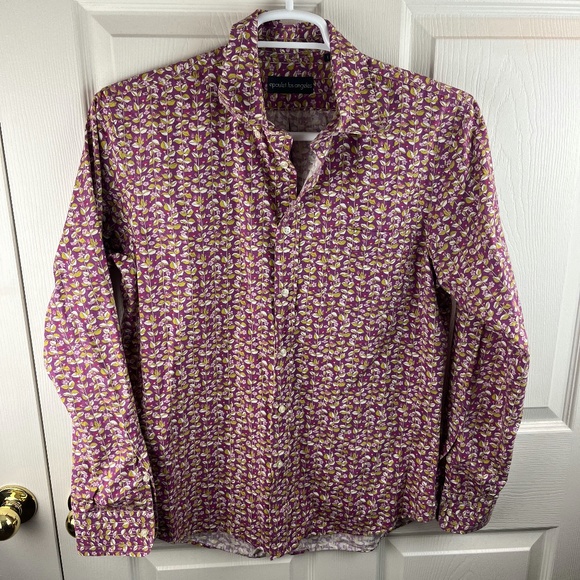 Men's Epaulet Los Angeles Floral Button Front Shirt Purple Large - Picture 1 of 4
